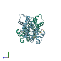 PDB entry 6d82 coloured by chain, side view.