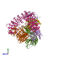 PDB entry 6d83 coloured by chain, side view.