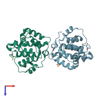 PDB entry 6d86 coloured by chain, top view.