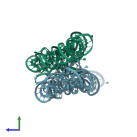 PDB entry 6d8o coloured by chain, side view.