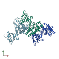 PDB entry 6d8z coloured by chain, front view.