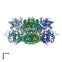 PDB entry 6d97 coloured by chain, top view.