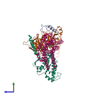 PDB entry 6d9h coloured by chain, side view.