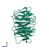 PDB entry 6d9x coloured by chain, side view.