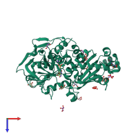 PDB entry 6da7 coloured by chain, top view.