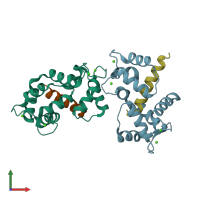 PDB entry 6daf coloured by chain, front view.