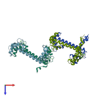 PDB entry 6dah coloured by chain, top view.