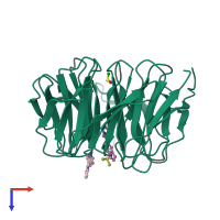 PDB entry 6dai coloured by chain, top view.