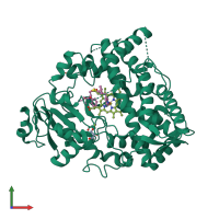 PDB entry 6daj coloured by chain, front view.