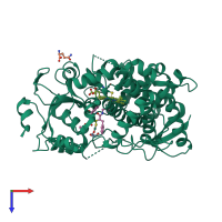 PDB entry 6daj coloured by chain, top view.