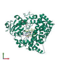 PDB 6dal coloured by chain and viewed from the front.