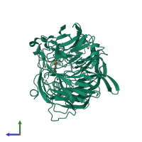 PDB entry 6dam coloured by chain, side view.
