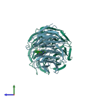 PDB entry 6das coloured by chain, side view.