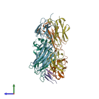 PDB entry 6db5 coloured by chain, side view.