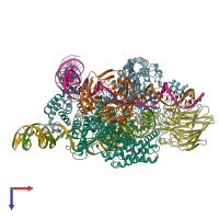 PDB entry 6dbi coloured by chain, top view.
