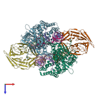 PDB entry 6dbj coloured by chain, top view.