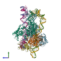 PDB entry 6dbq coloured by chain, side view.