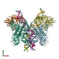 PDB entry 6dbr coloured by chain, front view.