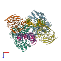 PDB entry 6dbr coloured by chain, top view.