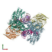 PDB entry 6dbu coloured by chain, front view.