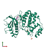 PDB entry 6dcg coloured by chain, front view.