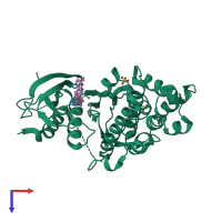 PDB entry 6dcg coloured by chain, top view.