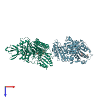PDB entry 6dcr coloured by chain, top view.