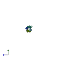 PDB entry 6dd9 coloured by chain, side view.