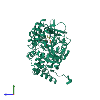 PDB entry 6ddh coloured by chain, side view.