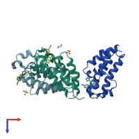 PDB entry 6ddi coloured by chain, top view.