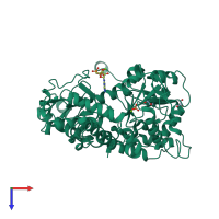 PDB entry 6ddz coloured by chain, top view.