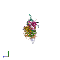 PDB entry 6de7 coloured by chain, side view.