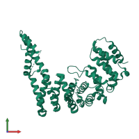 PDB entry 6dee coloured by chain, front view.
