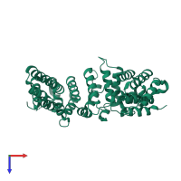 PDB entry 6dee coloured by chain, top view.