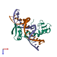 PDB entry 6df5 coloured by chain, top view.
