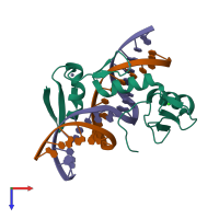 PDB entry 6df8 coloured by chain, top view.