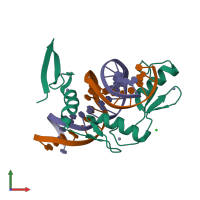 PDB entry 6dfb coloured by chain, front view.