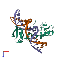 PDB entry 6dfb coloured by chain, top view.