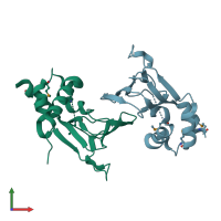 PDB entry 6dfd coloured by chain, front view.