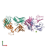 PDB entry 6dfs coloured by chain, front view.