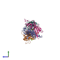 PDB entry 6dfs coloured by chain, side view.