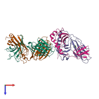 PDB entry 6dfs coloured by chain, top view.