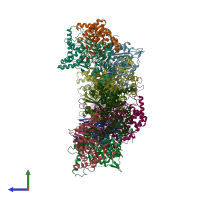 PDB entry 6dft coloured by chain, side view.