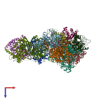 PDB entry 6dft coloured by chain, top view.