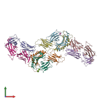 PDB entry 6dfx coloured by chain, front view.