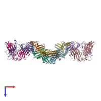PDB entry 6dfx coloured by chain, top view.
