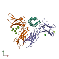 PDB entry 6dg5 coloured by chain, front view.
