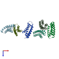 PDB entry 6dg6 coloured by chain, top view.