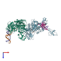 PDB entry 6dgd coloured by chain, top view.