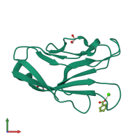 PDB entry 6dhb coloured by chain, front view.